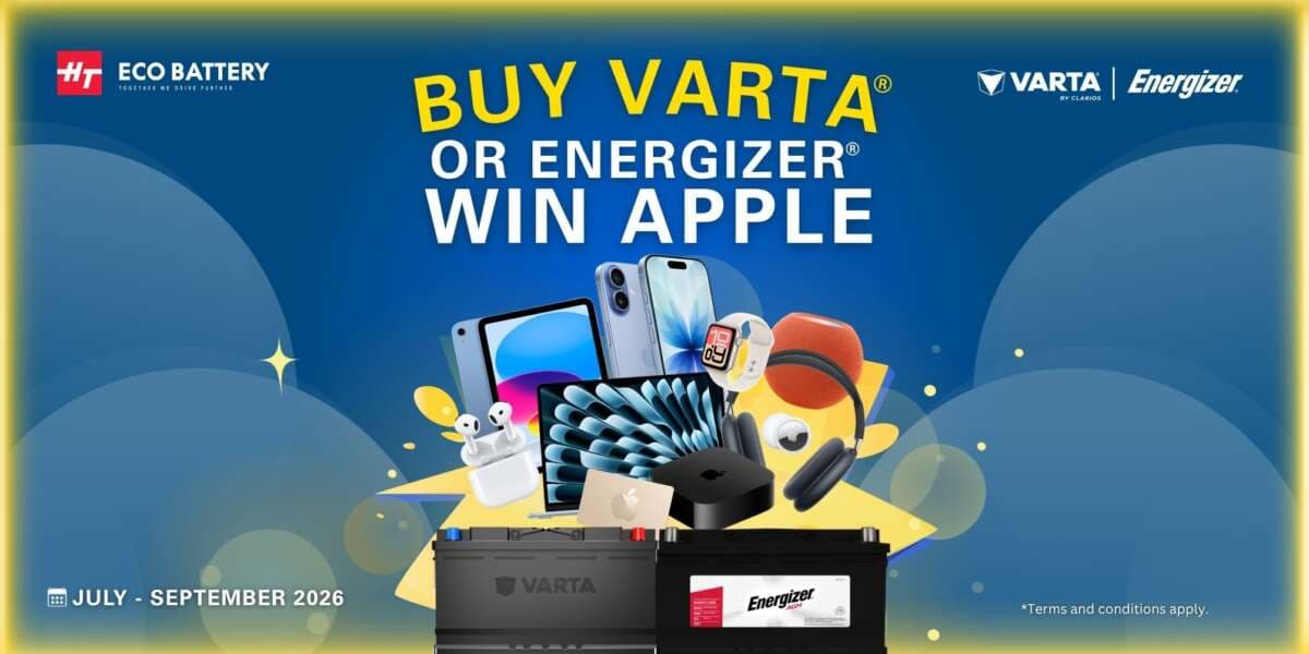 Buy VARTA, Energizer batteries, enjoy German tech trusted by top OEMs; win Apple products in lucky draw